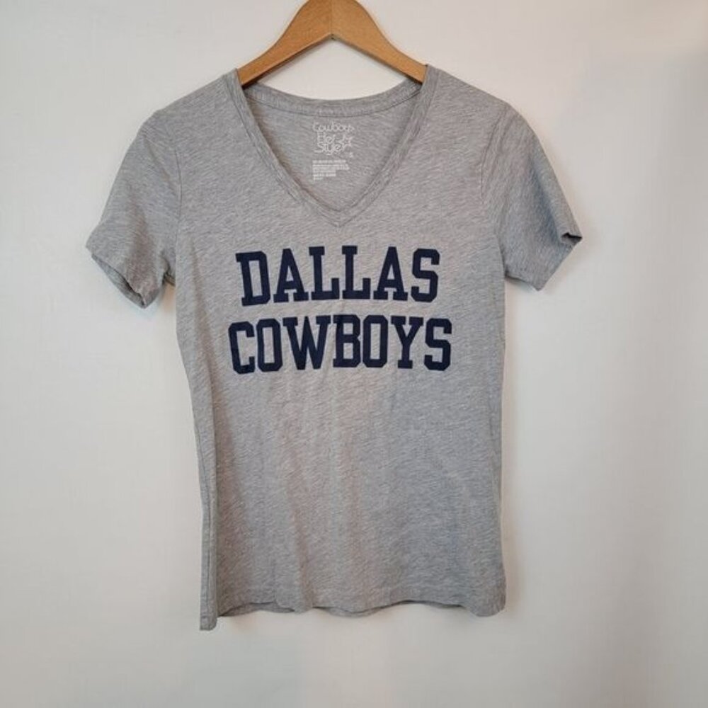 Dallas Cowboys Women's V-Neck Sports Fan Team Football Stretch T-Shirt Small